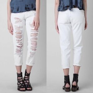 Flying monkey lowrise boyfriend cropped white jean